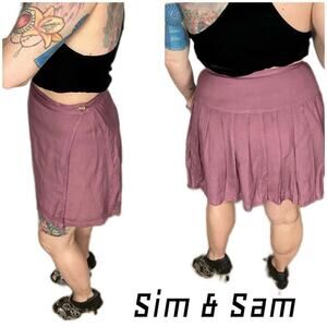 Sim & Sam mauve mini wrap skirt with pleating "urban sample"